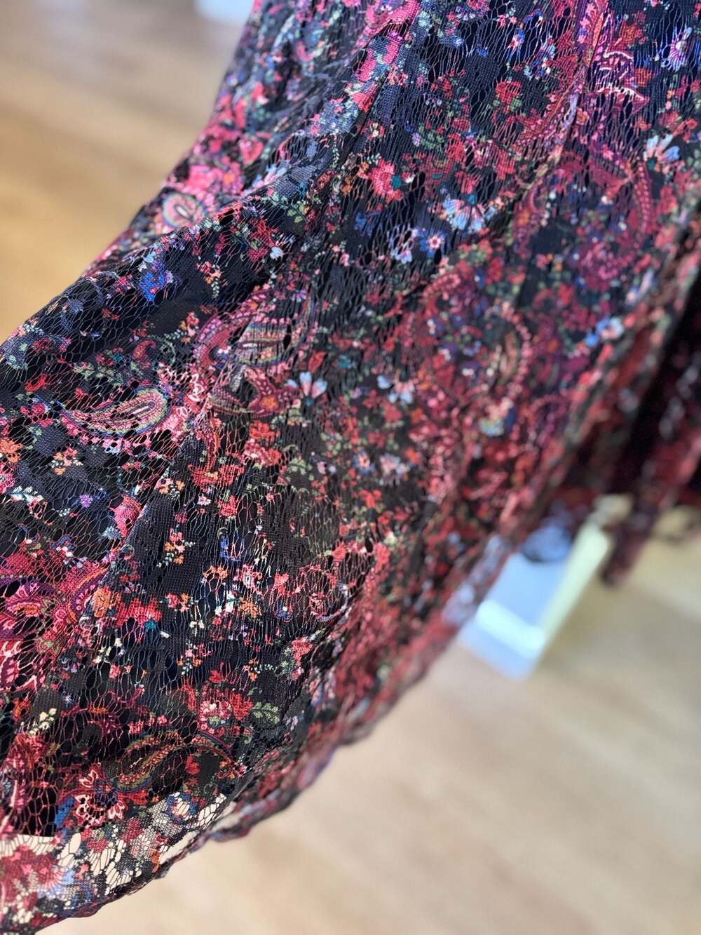 Dressbarn Floral Lace Sleeveless A-Line Midi Dress Black Red Size 12 - Picture 6 of 8